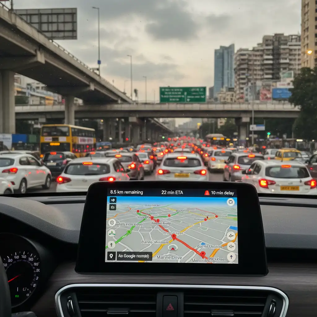 taxi fare in mumbai per km shown on gps distance